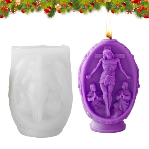 ETUCYNG 8x6.5x11cm 3D Silikon Osterei Formen Riesen Schokoladenei Form Krippe Silikonformen Ostern Maria Jesus Kerzenform für Dekorationen für Anfänger von ETUCYNG