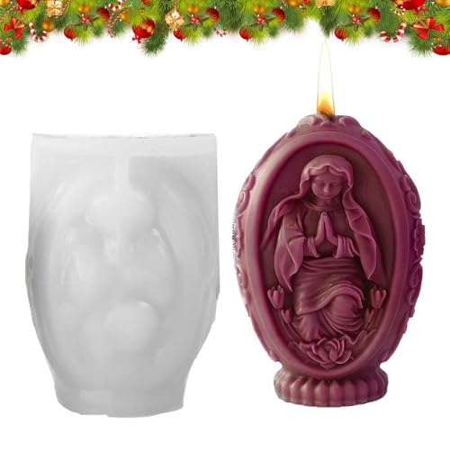 ETUCYNG 8x7x11.5cm 3D Silikon Osterei Formen Riesen Schokoladenei Form Krippe Silikonformen Ostern Maria Jesus Kerzenform für Dekorationen für Anfänger von ETUCYNG