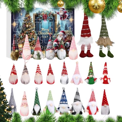 ETUCYNG Adventskalender Für Weihnachten | Acrylic Advent Gnome Countdown Calendar - 24 Tage Festliche Deko Mit Gnomen Figuren Für Familie Kinder Büro Zuhause Jugendliche Mädchen Schreibtisch Wand Deko von ETUCYNG