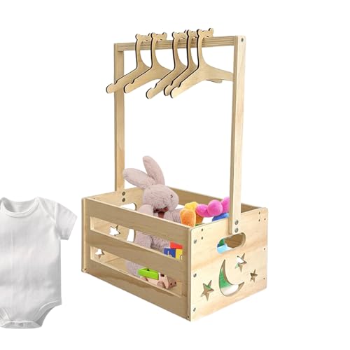 ETUCYNG Baby Badewannen-Aufbewahrung 33x23x51.5cm Babypartykiste Holz Wickelkommode Mit 5 Integrierten Kleiderbügeln Mobiler Organizer Für Babykleidung Und Pflegeprodukte von ETUCYNG