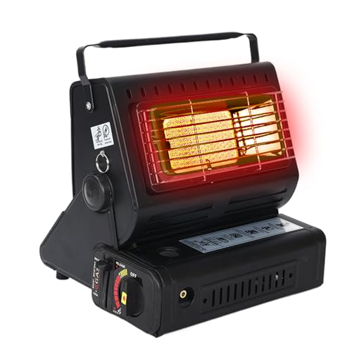 ETUCYNG Campinggasheizer 1.3 KW Kompakter Tragbarer Außenthermometer Keramikplatte Campingheizung Für Camping-Trips Angelerlebnisse Und Terrassenaufenthalte von ETUCYNG