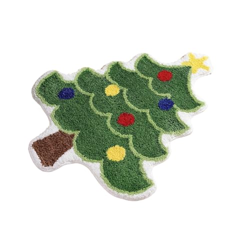 ETUCYNG Christmas Badteppich, Weihnachtsbaum Santa Fußmatte Deko, 40 X 60 Zentimeter Saugfähig rutschfest Waschbar Teppich Für Innen Außen Eingang Badezimmer Küche Wohnzimmer Schlafzimmer Home Decor von ETUCYNG