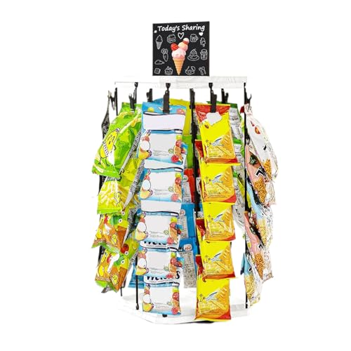 ETUCYNG Drehbarer Snack-Organizer, 22 x 42,5 cm, Schreibtisch- mit 360°-Holzsockel, Schreibtisch-Display, für Süßigkeiten, Bürobedarf, Party-Snacks, inklusive Memoboard von ETUCYNG