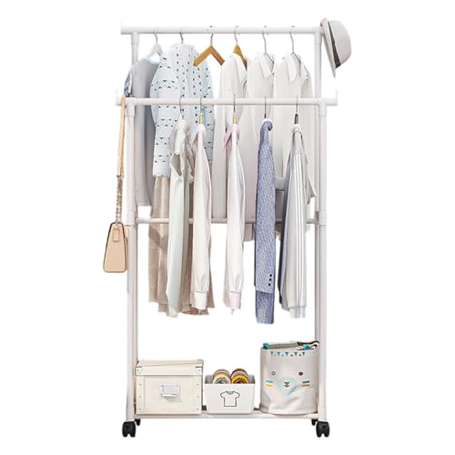 ETUCYNG Freistehender Kleiderbügel Aus Metall Mit Unterem Gestell, Garderobenständer Auf Rollen, Multifunktional Schlafzimmer Kleiderständer, Kleiderwagen Stabil, Double Rail Kleiderständer ETUCYNG Freistehender Kleiderbügel Aus Metall Mit Unterem Gestell, Garderobenständer Auf Rollen, Multifunktional Schlafzimmer Kleiderständer, Kleiderwagen Stabil, Double Rail Kleiderständer von ETUCYNG
