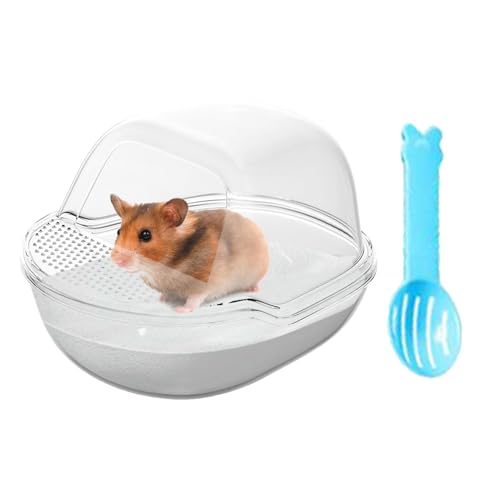 ETUCYNG Hamster-Sandkasten – transparenter Duschraum für Rennmäuse, große transparente Hamstertoilette mit Schaufel-Set, Kleintierkäfigzubehör von ETUCYNG
