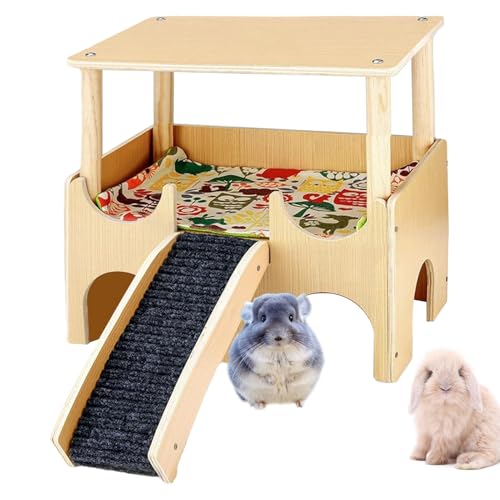 ETUCYNG Hamsterhaus aus Holz, doppellagig, Spielplatz, Kleintierspielzeug, Unterschlupf mit Leiter, schön gestaltete Chinchilla-Häuser für Kaninchen, Frettchen, Rennmäuse ETUCYNG Hamsterhaus aus Holz, doppellagig, Spielplatz, Kleintierspielzeug, Unterschlupf mit Leiter, schön gestaltete Chinchilla-Häuser für Kaninchen, Frettchen, Rennmäuse von ETUCYNG