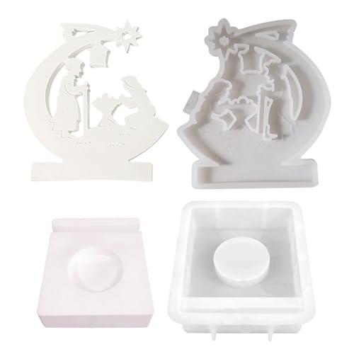 ETUCYNG Krippen-Silikongussformen, Kerzenformen zum Basteln | Wiederverwendbare Silikonform, leicht zu lösende Krippenform | Antihaftbeschichtete Kerzenform, sichere Gussformen für Weihnachten, ETUCYNG Krippen-Silikongussformen, Kerzenformen zum Basteln | Wiederverwendbare Silikonform, leicht zu lösende Krippenform | Antihaftbeschichtete Kerzenform, sichere Gussformen für Weihnachten, von ETUCYNG