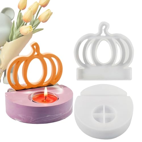 ETUCYNG Kürbis-Gips-Form, 2 x Kürbis-Silikonform – Duftkerzenhalter-Form für Gips, Zement, Basteln, Dekorationen von ETUCYNG