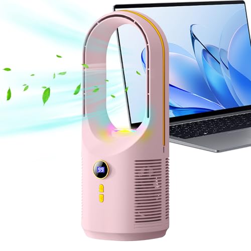 ETUCYNG Lüfterloser Tischventilator - Multifunktionaler Tischlüfter Ohne Rotorblätter - USB-Aufladbar Luftverteiler Mit Nachttischlampe Für Haus Auto Camping Reisen von ETUCYNG