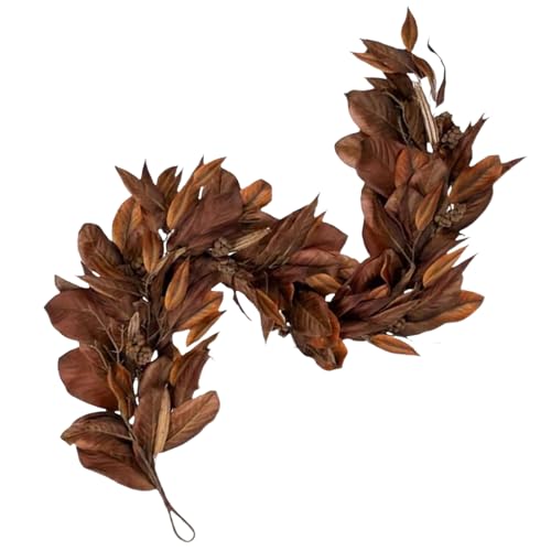 ETUCYNG Magnolienblätter-Girlande, 1,8 m, künstliche -Ornament, Magnolienblätter, Tannenzapfen, Girlande für Thanksgiving, Ernte, Küche, Herbst, Fenster, Kamin, Wand, Zuhause, Klassenzimmer von ETUCYNG