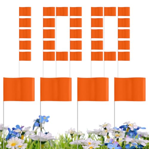 ETUCYNG Markierungsflaggen für Rasen, orangefarbene Hofflaggen zur Rasenmarkierung, Warnschilder für Grundstückskartierung, Hundetraining, Bau, Landschaftsgärtner, Umfrage, Veranstaltungsfeld von ETUCYNG
