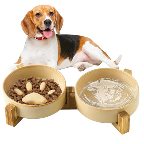 ETUCYNG Slow Feeder Hundefutter Näpfe | Keramik Nicht rutschfest Niedrige Pfote Slow Feeder Hundeschüssel,Haustiernapf Für Garten Stehend Innenhaus Draußen Camping von ETUCYNG