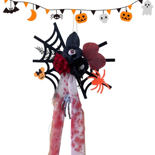 ETUCYNG Spinnendekoration | Gruselhaus Deko Mit Totenkopf | Gruselig Realistische Halloween Deko Für Zuhause Wand Fenster Tür Geisterhaus-Dekoration von ETUCYNG