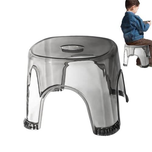 ETUCYNG Transparenter Duschhocker, 26 x 22 x 20 cm, Badezimmer-Tritthocker, PP, wasserdicht und rutschfest, Eckbank, rückenfrei, durchsichtig, modernes Meer, für Badezimmer, Nachttisch, kleine von ETUCYNG