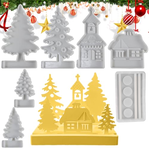ETUCYNG Weihnachtliche Harzformen | Weihnachtsbaum-Haus-Ornament-Form – Silikonform zum Basteln, Gießen, Dekoration, Ornament für Epoxidharz, Aromatherapie ETUCYNG Weihnachtliche Harzformen | Weihnachtsbaum-Haus-Ornament-Form – Silikonform zum Basteln, Gießen, Dekoration, Ornament für Epoxidharz, Aromatherapie von ETUCYNG