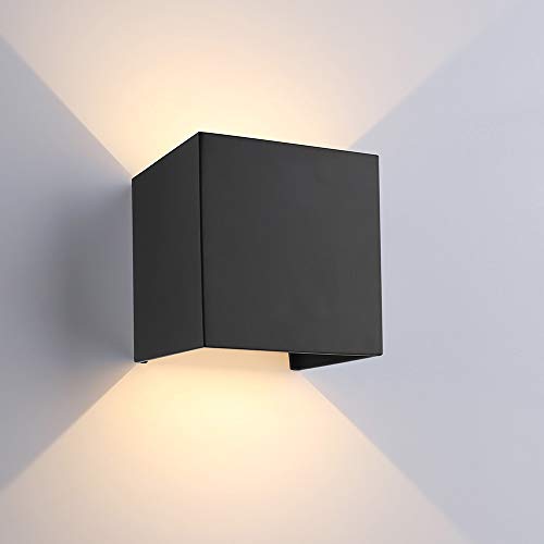 ETiME 12W LED Wandleuchte Außen Wandlampe Wasserdicht Mit Einstellbar Abstrahlwinkel IP65 LED Wandbeleuchtung Innen & Außen Warmweiß (Schwarz 12W) von ETiME