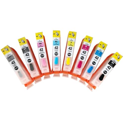 ETkzql Nachfüllbare Tintenpatronen-Set 8PCs mit einmaligem Chip Kompatibel mit Pro100 Pro-100 CIS CIS kompatibel mit der CLI-42-Serie leer 1Set von ETkzql