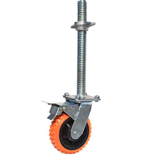 Gummirollen, Lenkrollen, mobile Gerüst-Lenkrollen, robuste Industrierolle mit Bremse, Polyurethan-Ersatzräder, Hebemutter, Tragfähigkeit 600/800 kg, mit Gewindeschaft, 1 Stück (8 Zoll-Gelb) ( Size : 6 von ETomey