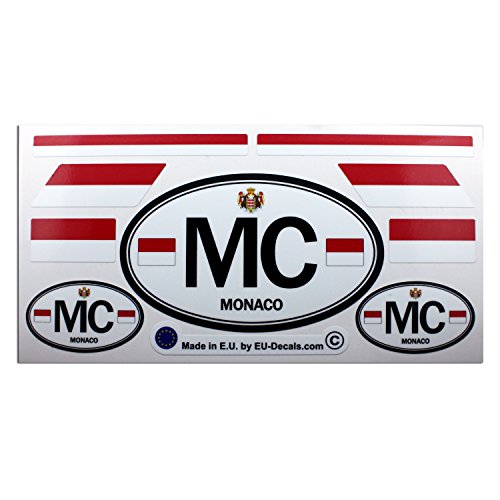 Set mit 9 Monaco-Flaggen und Buchstaben MC Auto-Landschild, laminierte Aufkleber, MioVespa-Kollektion von Lupsty