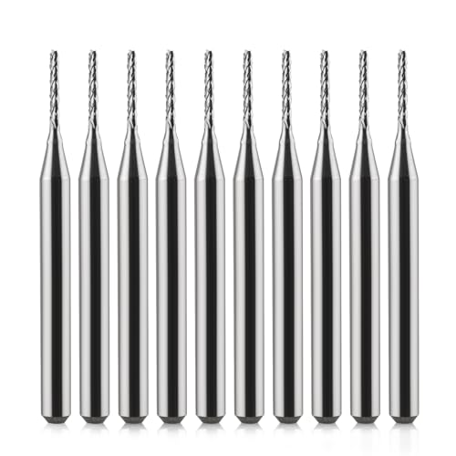 EU_HOZLY 3.175mm Hartmetall-Endfräser Gravierbits CNC-Leiterplatten-Maschinen 1.0mm Schneidkanten-Packung von 10 von HOZLY
