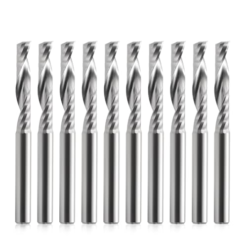 EU_HOZLY 4mm x22MM Silber Metall CNC Router Bits Single Flöte Werkzeuge Staubfreies Pack von 10 von HOZLY