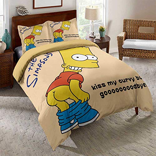 EU-VV 2 Personen Bettwäsche-Set,The Simpsons ?3-teiliges Bett-Set Bettbezug & Kissenbezüge Weiche Mikrofaser Hypoallergen (Doppelt(200x200cm),Assen-Clan 04) von EU-VV