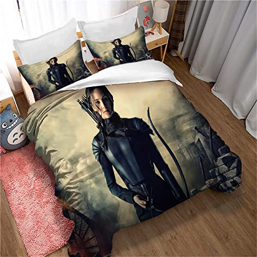 EU-VV Bettbezug-Set Jennifer Lawrence Bettwäsche-Set Kawaii-Mädchen-Bettwäsche-Set Schöner Bettbezug, Bettbezug, Weicher Tagesdeckenbezug (Einzel (135x200cm),Bild 02) von EU-VV