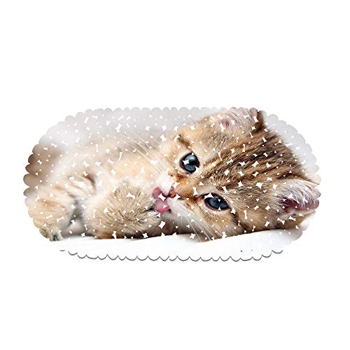 EU-VV rutschfeste Badematte Duschmatte Oval 70x35cm,Süße Katze rutschfeste Durable Duschmatte Badewannenmatte Mit Starken Saugnäpfen Dekorieren Sie Das Badezimmer, Gute Laune Dusche (Style 02) von EU-VV