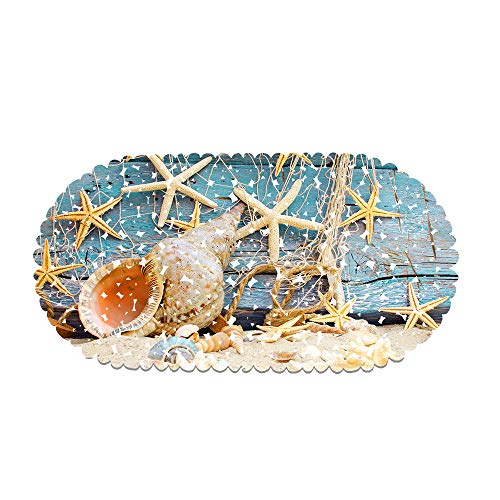 rutschfeste Badematte Duschmatte Oval 70x35cm,Strand Pur Seestern rutschfeste Durable Duschmatte Badewannenmatte Mit Starken Saugnäpfen Dekorieren Sie Das Badezimmer, Gute Laune Dusche (Style 06) von EU-VV