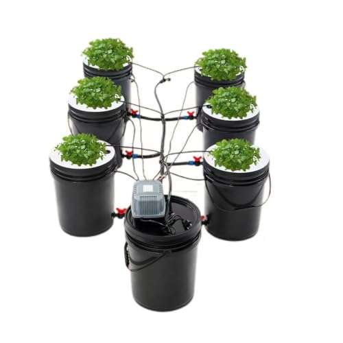 EUAIIPull DWC Hydroponics Grow System mit 7 Top Drip Kit 20L Tiefe Wasserkultur Umluft-Tropfgartensystem Hydrokultur Hydroponisches Anbausystem Output 600L/H von EUAIIPull