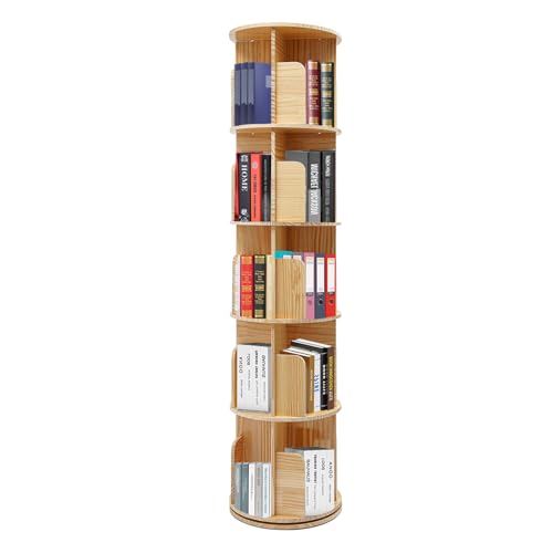 EUAIIPull Drehbares Bücherregal 5 Stock Standregal 360° Drehregal Bücherorganisator Aufbewahrungsregal mit Handschuhe Multifunktionales Regal für Arbeitszimmer Büro 45 * 160cm von EUAIIPull