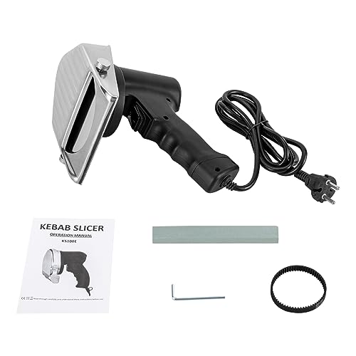 EUAIIPull Elektrisches Schawarma-Messer 120W Dönermesser mit Wetzstein Kabelloses Türkisches Gyro-Schneider Schnittstärke 10mm Döner-Kebab-Fleischschneider für Fleischsorten von EUAIIPull
