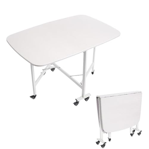 EUAIIPull Klappbarer Esstisch Mobiler Klapptisch mit 6 Universalrad Esszimmertisch Küchentisch Funktionstisch Bürotisc für Restaurant Terrasse 120 * 80 * 75cm Weiß von EUAIIPull