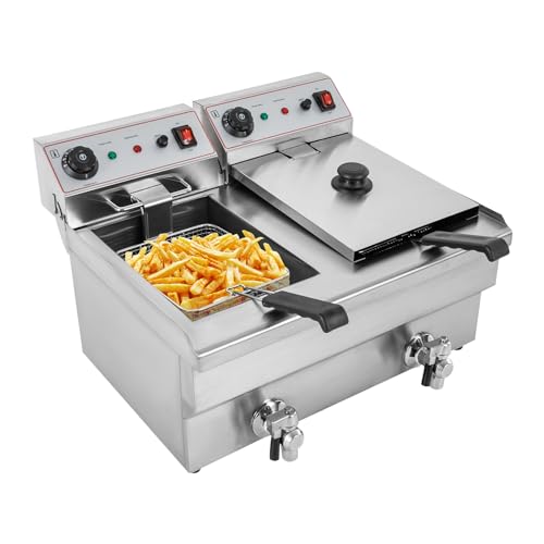 Elektrische Fritteuse 20L Doppelter Tank Fritteuse Maschine 3000W + 3000W Edelstahl Gasfritteuse mit 2 Frittierkorb und 2 Topfdeckel Küchenbratmaschine für Restaurants Cafés Elektrische Fritteuse 20L Doppelter Tank Fritteuse Maschine 3000W + 3000W Edelstahl Gasfritteuse mit 2 Frittierkorb und 2 Topfdeckel Küchenbratmaschine für Restaurants Cafés von EUAIIPull