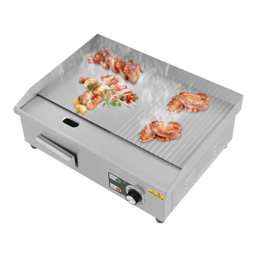 Grillplatte Elektrisch 3000W Elektrogrill Edelstahl Flache 50-300°C Bratplatte BBQ Steak Teppanyaki Grill Kommerzieller für Imbisse Kantinen 55 * 43 * 24cm von EUAIIPull