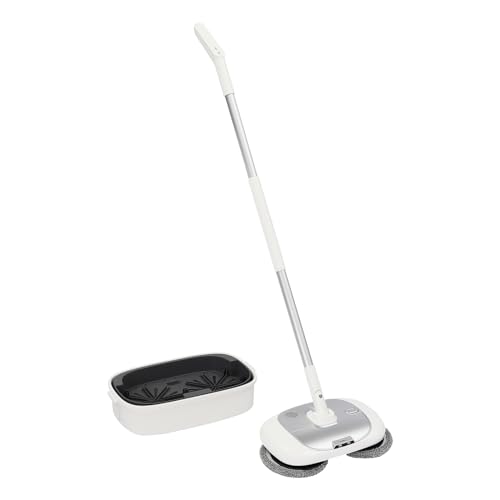 Kabellos Elektrischer Mopp Bodenwischer mit Sprühfunktion, LED Beleuchtung und 400ml Wassertank Akku-Vibrationsmopp Wischen Bodenreiniger Spin Mop zum Wischen Polieren (Silber) von EUAIIPull