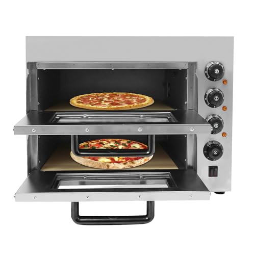 Mini Elektrischer Pizzaofen 3000W Doppellagig Pizzabackofen mit 50-350 ℃ Einstellbare und 1-60min Timer Gastro Backofen für Zuhause Restaurant von EUAIIPull