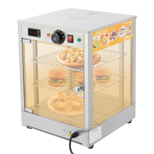 Warmhaltevitrine Speisenwärmer Edelstahl 30-85°C 50L Gastro Heiße Theke mit 3 Ablagen und Tablett 800W Wärmebehälter Warmhaltetheke für Restaurants Supermarkt 37.5 * 35.7 * 47.5cm von EUAIIPull
