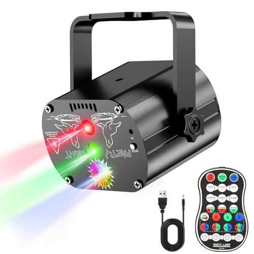 Discokugel(Schwarz),Musikgesteuert Discolicht Partylicht 60 Verschiedene Muster Strobe-Effekt Partylicht Mit Fernbedienung und 2M USB für Familie disco Party licht kinder Fest von EUARY