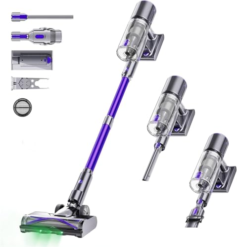 EUARY 50KPa Akku Staubsauger Kabellos 550W Handstaubsauger Kabellos Akkustaubsauger mit Wischfunktion Wischsauger Kabellos mit 2 Akkus Stabstaubsauger & Elektrische Kehrbesen Cordless Vacuum von EUARY