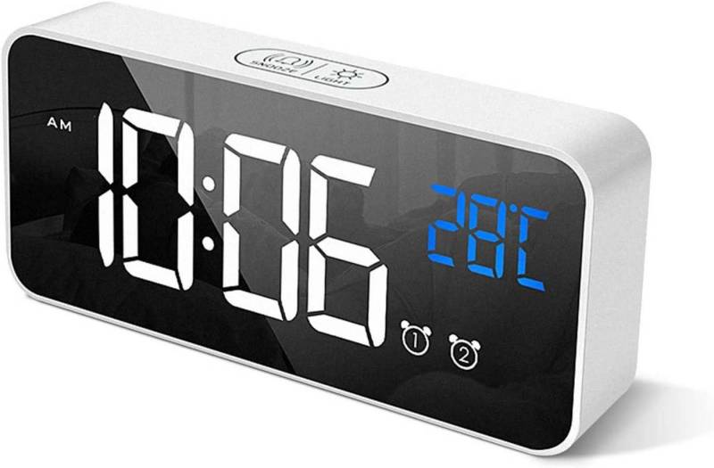 JOEAIS Wecker Digital Wecker Alarm Digital Clock uhren & Wecker Nachttisch uhr Dual-Alarm 5 Helligkeit 16 Klingeltöne 12/24 Stunden Schlummerfunktion von JOEAIS