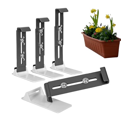 EUBEISAQI Blumenkasten Halterungen - Verstellbare Pflanzkasten Haltevorrichtung | 4er Set Mit Verstärkter Bodenhalterung Für Balkon Fensterbänke Garten von EUBEISAQI