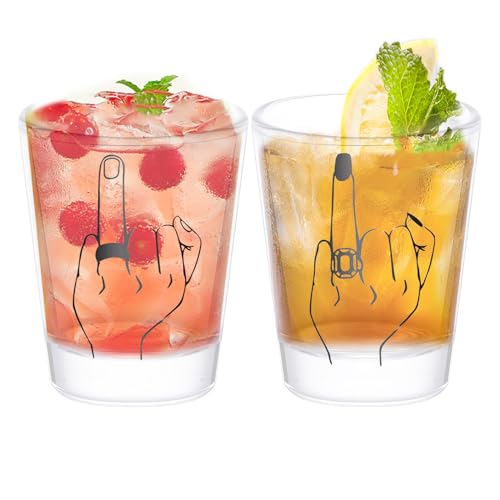 EUBEISAQI Hochzeitsgläser, Alkoholgläser, Ring-Finger-Design, Whiskey-Trinkgeschirr, Sammlerstück für Weihnachten, Brautparty, Grillparty, Restaurant von EUBEISAQI