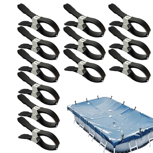 EUBEISAQI Pool Clips | 12-teilige rutschfeste Edelstahl-Greifhalterung - Großformatige Windfeste Pool Clips | Für Außenbereich Garten Winterplane Möbel Terrasse EUBEISAQI Pool Clips | 12-teilige rutschfeste Edelstahl-Greifhalterung - Großformatige Windfeste Pool Clips | Für Außenbereich Garten Winterplane Möbel Terrasse von EUBEISAQI