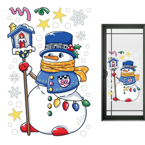 Fensteraufkleber für den Winter - Weihnachts-Cartoon-Schneemann-Aufkleber | Heimdekorationsprodukte für Glastüren, Fenster, Haushaltsgeräte, Schreibtisch, Schaufenster, Fliesen Eubeisaqi von EUBEISAQI