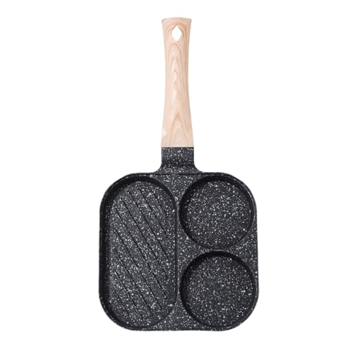 Geteilte Bratpfanne, Nicht -STICK 3 -Abschnitt Grill Pfanne Frühstücksbrand Pfannkuchen Pfannkuchenpfanne Egei Pfanne Nicht -STIFE KITILE Vorhanden für Induktion Elektrisch Herd Cooking Steak Sandwich von EUBEISAQI