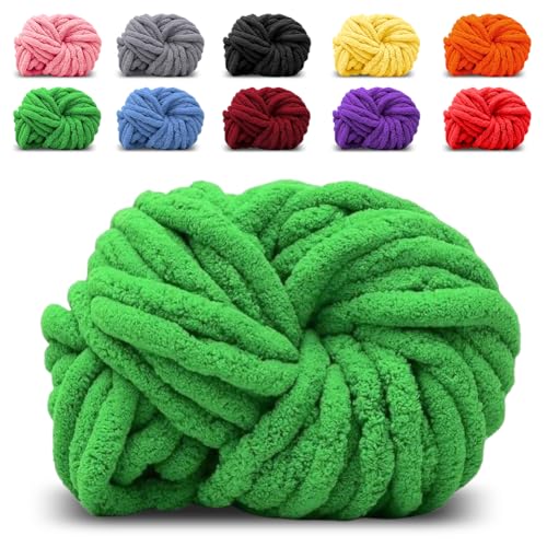 Dicker Wollfaden Garn Fruchtgrün, Sperrige Armstricken Wolle Knitting, Grobstrick Wollgarn zum Häkeln für Decke Haustier Nest, Decke, Zierkissen von EUBSWA