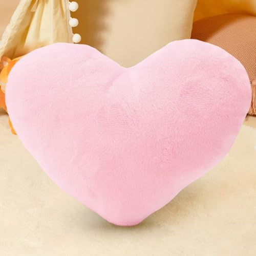 EUBSWA Herzkissen Herzform Kissen Rosa, 46x36cm Kuschelkissen Love Plüsch Zierkissen für Wohnzimmer Sofa Schlafzimmer von EUBSWA