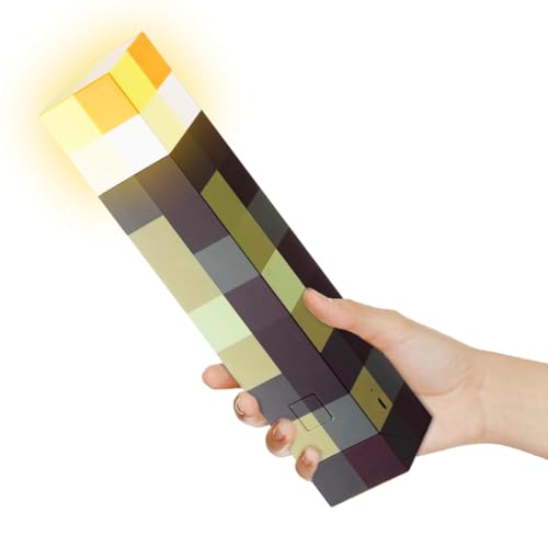 EUBSWA Lampe Fackel Wandlampe Gelb 28cm, Nachtlampe Wiederaufladbare LED Lichter Hand/Wandhalterung Beleuchtung Geschenke für Kinder von EUBSWA
