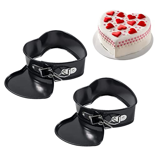 EUBSWA Mini Herz Backformen 12cm 2 Stück, Kleine Herz Springformen Kuchenform Kuchen Backform, Mini Herz Kuchenbackformen mit Antihaftbeschichtung von EUBSWA